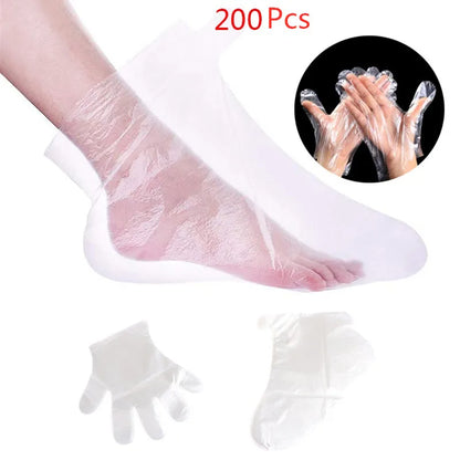 200PCS Paraffin Wax Bath Liners Plastic Hand And Foot Bags Spa Foot Hands Care Bags Plastic Socks Gloves