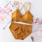 Women Lace Bra And Briefs Set Backless Bralette Solid Color Underwear Wireless Lace Bra Top Sexy Lingerie Set Female Intimates