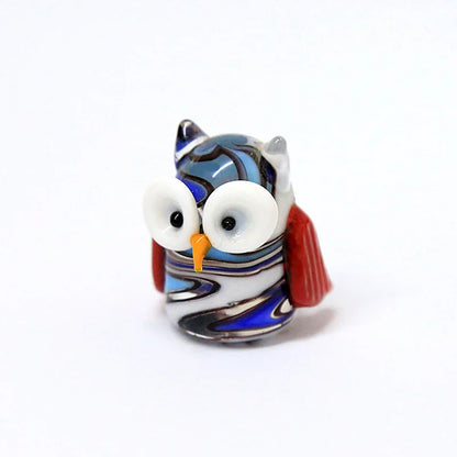 Handmade Mini Glass Owl Craft Figurine Japan Style Cartoon Animal Ornament Gift for Fairy Garden Home Tabletop Decor Accessories