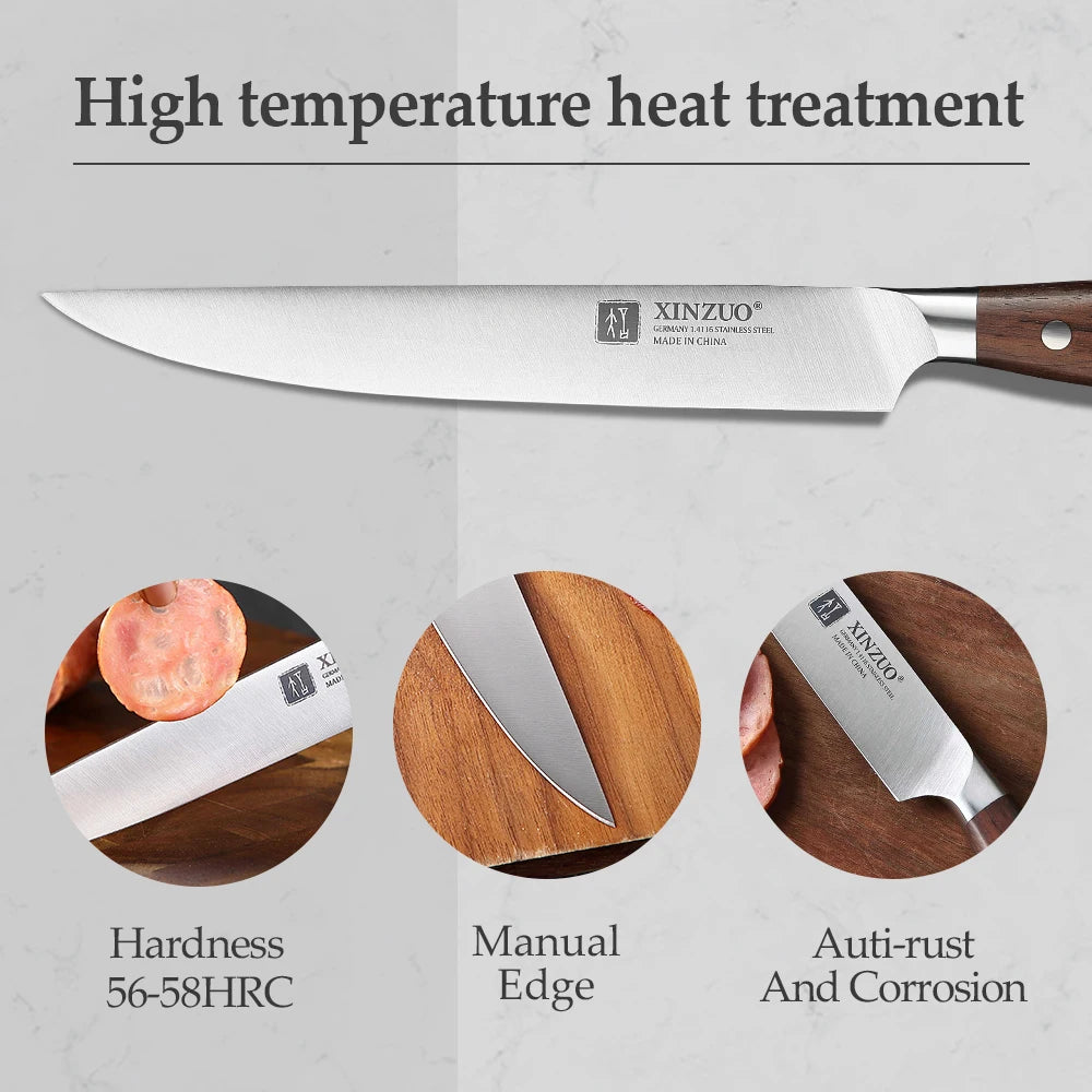 XINZUO 1-5PCS High Quality 3.5+5+8+8+8"  Paring Utility Cleaver Chef Knife Germany 1.4116 Stainless Steel Kitchen Knife Sets