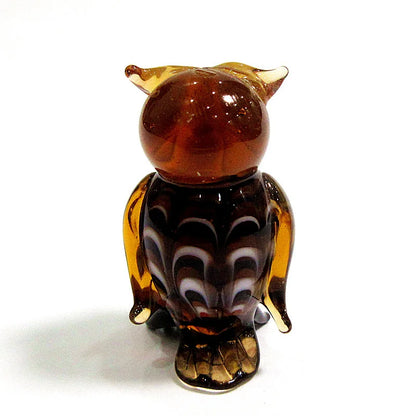 Handmade Mini Glass Owl Craft Figurine Japan Style Cartoon Animal Ornament Gift for Fairy Garden Home Tabletop Decor Accessories