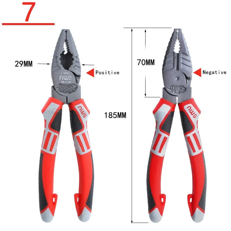 6''/7''/8”Multifunctional Wire Cutter German Electrician's Pliers Thickened Clamp Head Chrome Vanadium Steel Electrician Tools