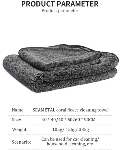 40x40/40x60/60x90CM Microfiber Towels 600GSM Ultra-Thick Car Washing Towel Auto Extra Soft Rag Car Care Cleaning Drying Cloth