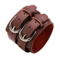 KOTik 2024 New Fashion Genuine Leather Wide Cuff Bangles Punk Vintage Three Layers Wide Black Brown Men Jewelry Bracelets