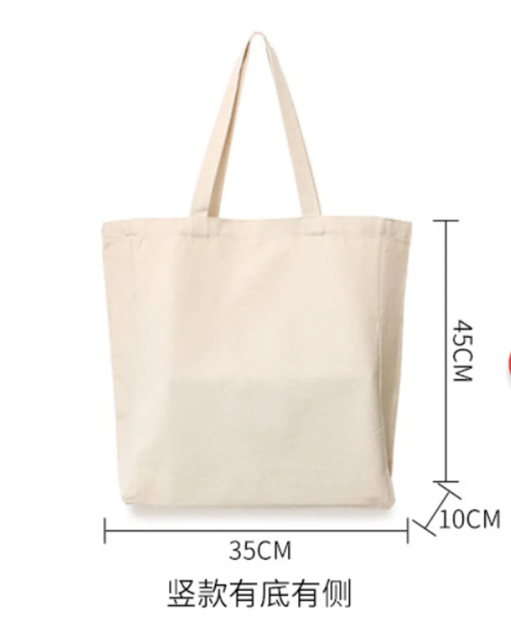 Canvas Cotton bag grocery handbag Foldable Fabric tote bag portable Storage organizer Shopping bag for woman Cloth organizer bag