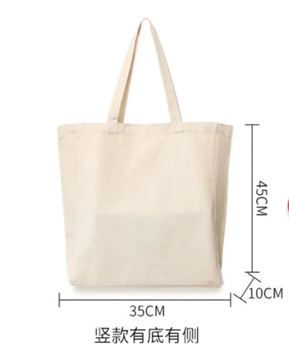 Canvas Cotton bag grocery handbag Foldable Fabric tote bag portable Storage organizer Shopping bag for woman Cloth organizer bag