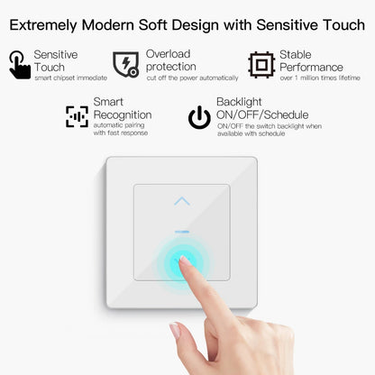 MOES Touch Design WiFi Smart Curtain Switch for Motorized Curtains and Roller Blinds work with Tuya Smart Life App Alexa Google