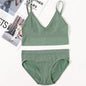 Women Seamless Bra Panties Set U Back Bra Fitness Crop Top Sexy Lingerie Set No Pads Brassiere Low Rise Briefs Underwear Set