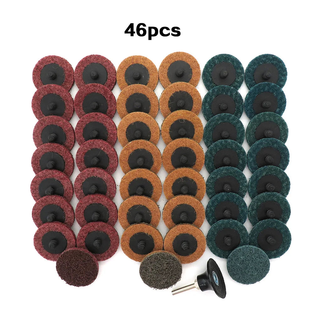 35/46/52PCS 2"Abrasive Disc Sanding Discs Roll Lock Surface Conditioning Discs R-Type Quick Change Disc with1 Disc Pad Holder