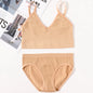 Women Seamless Bra Panties Set U Back Bra Fitness Crop Top Sexy Lingerie Set No Pads Brassiere Low Rise Briefs Underwear Set