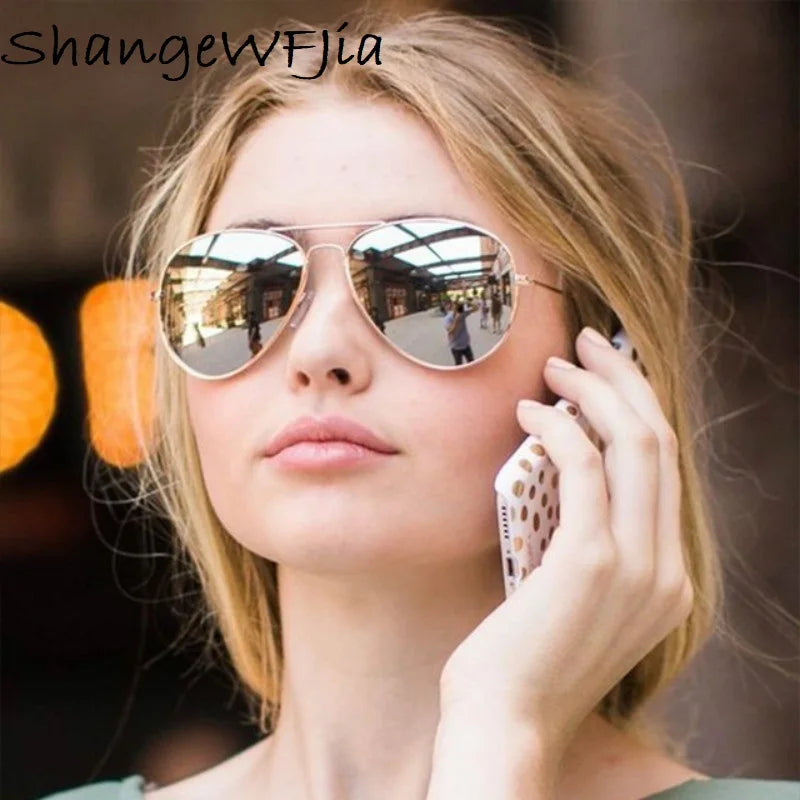 2024 Pilot Aviation Sunglasses MenShades Retro Classic Silver Sun Glasses Female Male  Brand  metal frame sunglasses sunshade