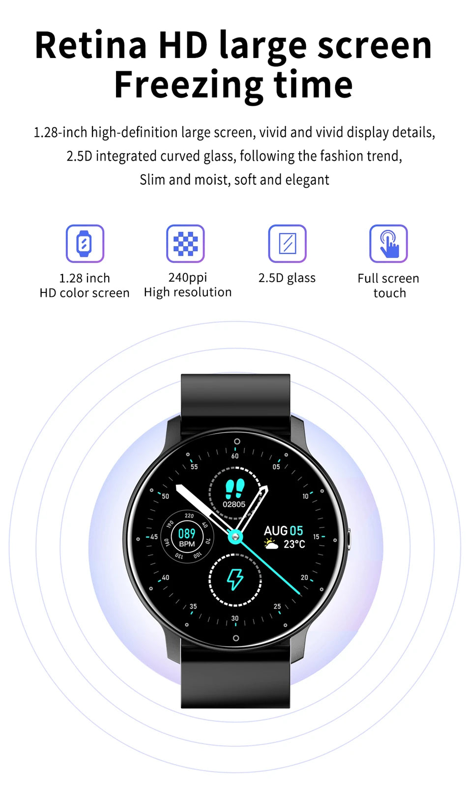 LIGE 2025 Nowy inteligentny zegarek męski, pełnoekranowy dotykowy sportowy zegarek fitness, wodoodporny IP67 Bluetooth dla Androida i iOS smartwatch Mężczyźni+pudełko
