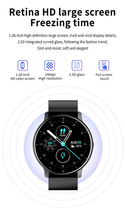 LIGE 2025 Nowy inteligentny zegarek męski, pełnoekranowy dotykowy sportowy zegarek fitness, wodoodporny IP67 Bluetooth dla Androida i iOS smartwatch Mężczyźni+pudełko