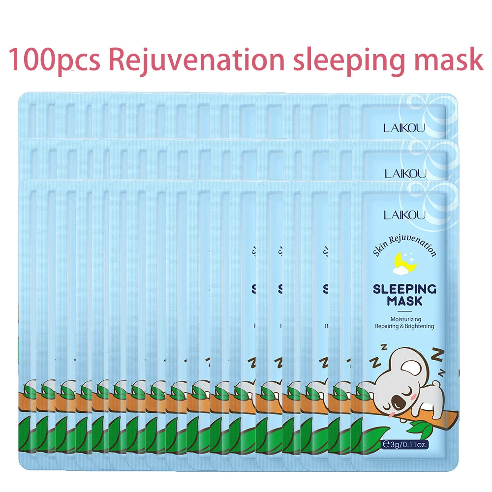 100 Pcs LAIKOU Moisturizing Sleeping Mask Sakura Snail Seaweed Centella Face Mask Tendering & Nourishing Oil-control Skin Care