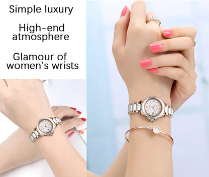 LIGE Brand SUNKTA Fashion Casual Woman Watch Ceramic Simple Bracelet Quartz Ladies Watches Date Waterproof Women's Wristwatches