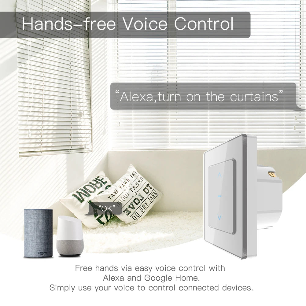 MOES Touch Design WiFi Smart Curtain Switch for Motorized Curtains and Roller Blinds work with Tuya Smart Life App Alexa Google