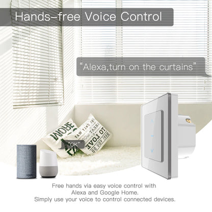 MOES Touch Design WiFi Smart Curtain Switch for Motorized Curtains and Roller Blinds work with Tuya Smart Life App Alexa Google