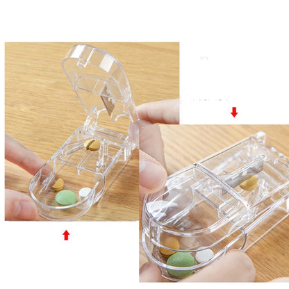 Medicine Box Pill Cutter Portable Drug Box Useful Grinder Splitter Medicine Pill Holder Tablet Cutter Splitter Divider Pill Box