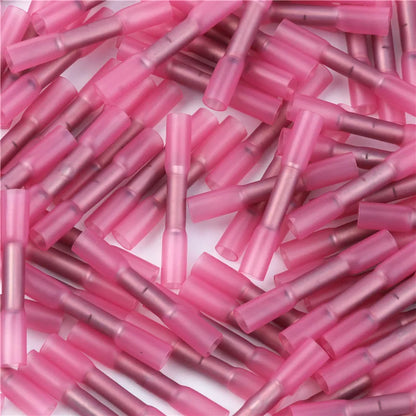 50/200/500pcs Heat Shrink Butt Cable Wire Crimp Connector 0.5-1.5mm2 Electrical Terminals Quick Connector BHT1.25 Red 22-18 AWG