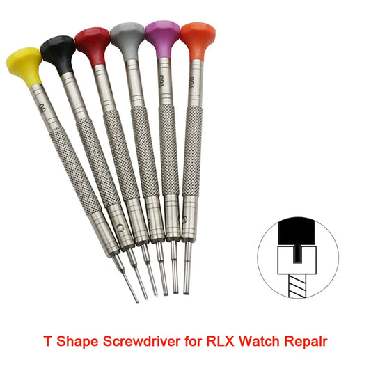 6pcs/lot Assort Size Watch Screwdriver High End T Type Watch Movement Screw driver Tools kit for Rlx Watch Repair