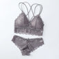 Women Lace Sexy Lingerie Set Push Up Bra Low-Rise Panties Underwear Set Sexy Wireless Bralette Comfort Breathable Brief Set