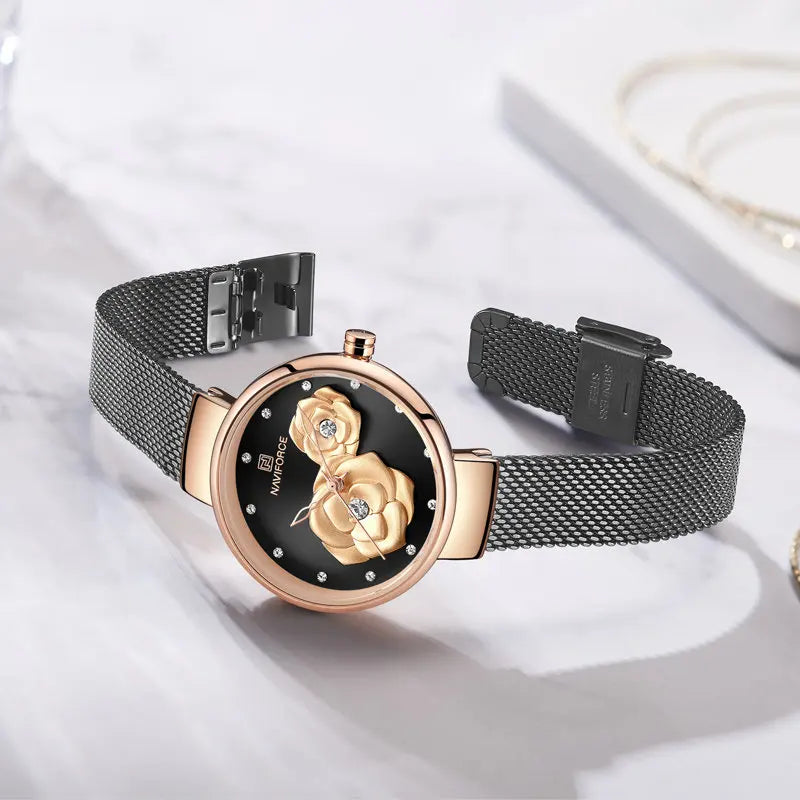 NAVIFORCE Luxury Women Watch Waterproof Dress Wristwatch Stainless Steel Bracelet Strap Elegant Lady Fashion Casual Female Gift