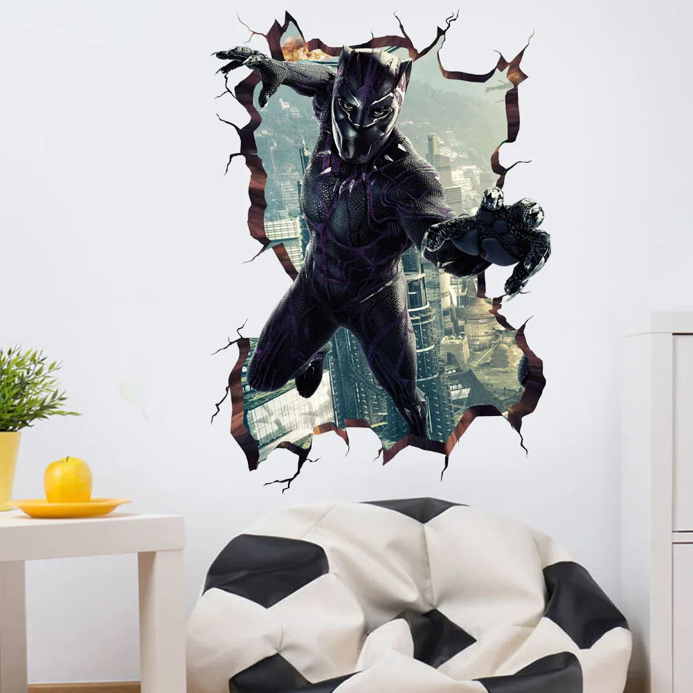 3D Avengers Captain America Cartoon Wall Stickers For Kids Room Super Heroes Decorations PVC Home Decor Wall Mural Art Posters