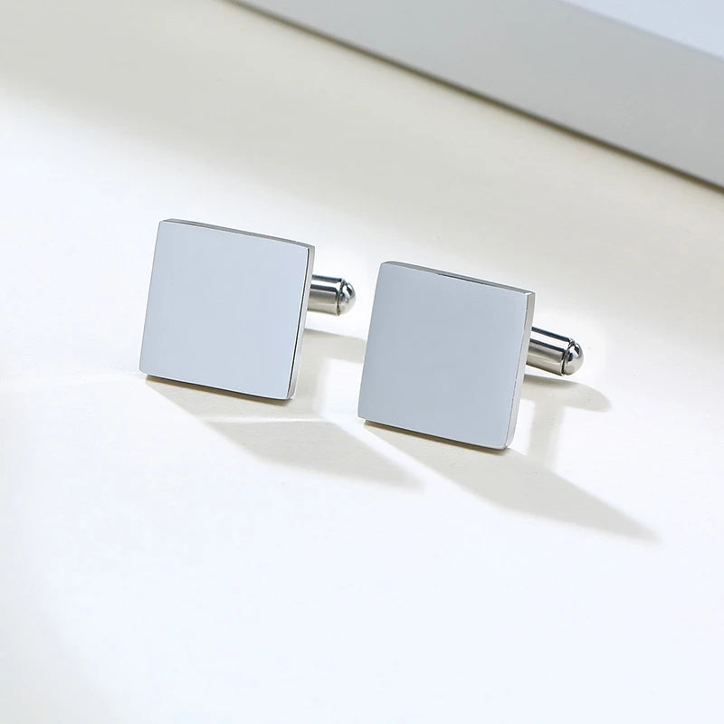 Vnox Customized Engrave Men's Cufflinks Geometric Stainless Steel Metal Cuff Links Personalized Gents Sleeve Nail Gift for Him