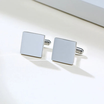 Vnox Customized Engrave Men's Cufflinks Geometric Stainless Steel Metal Cuff Links Personalized Gents Sleeve Nail Gift for Him