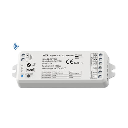 Tuya Zigbee Dimmer LED Switch 12V 24V 36V DC 2CH Wireless RF 2.4G Remote WIFI Smart Life CCT WW CW Strip Controller WZ1 Dimer