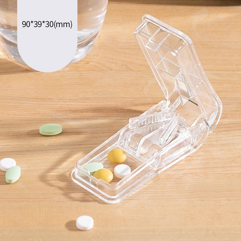 Medicine Box Pill Cutter Portable Drug Box Useful Grinder Splitter Medicine Pill Holder Tablet Cutter Splitter Divider Pill Box