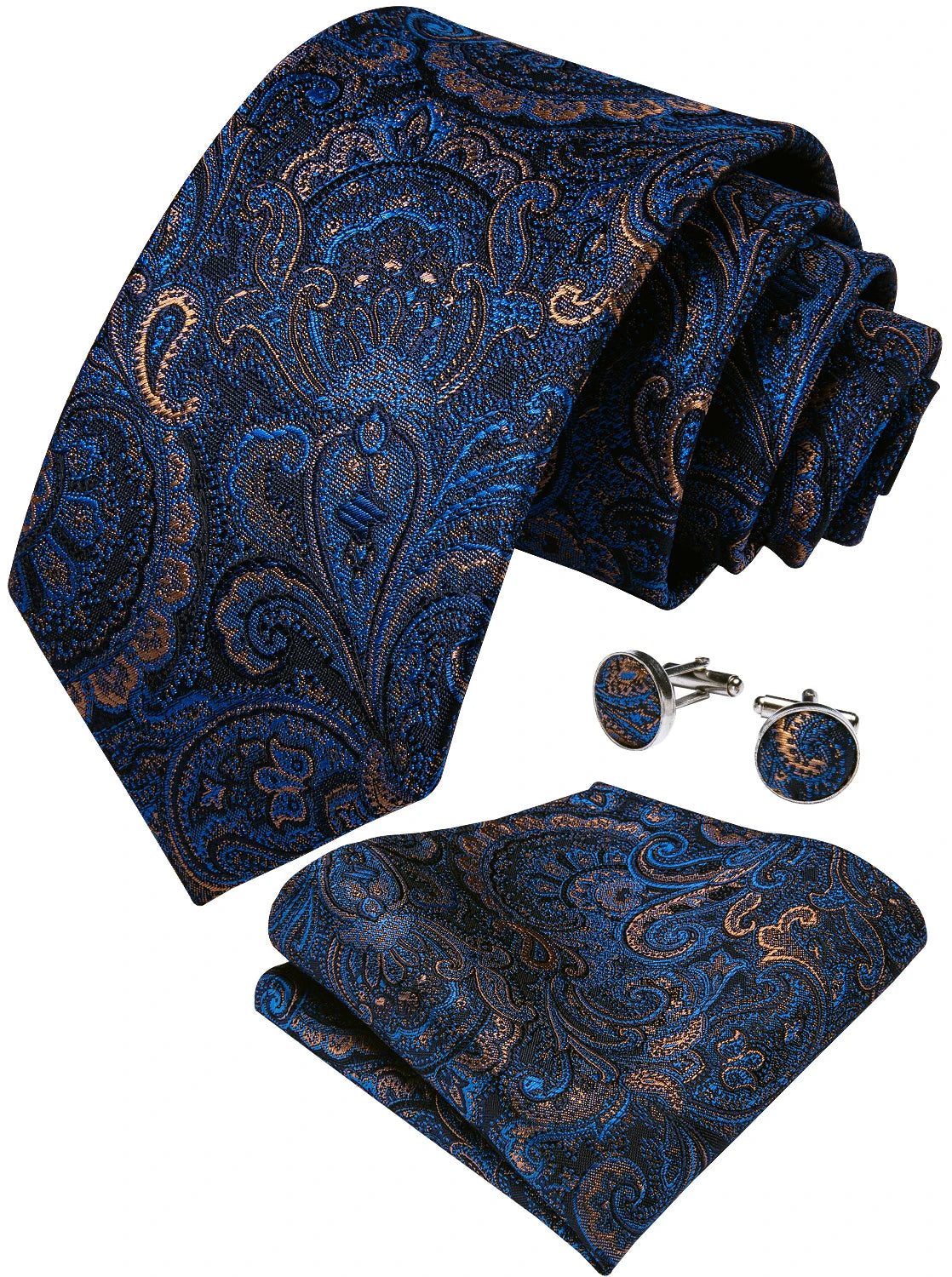 Black And Silver Paisley Floral Men's Ties Gray Blue Pink Wedding Accessories Neck Tie Set Handkerchief Cufflinks Gift For Men