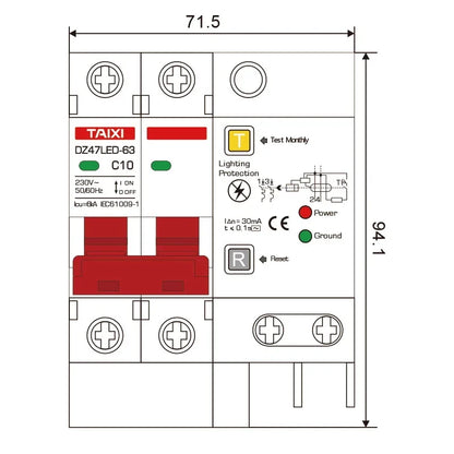 DZ47LED Residual current circuit breaker 220V 10A 16A 20A 40A 32A 63A with surge protector RCBO Lightning protection SPD