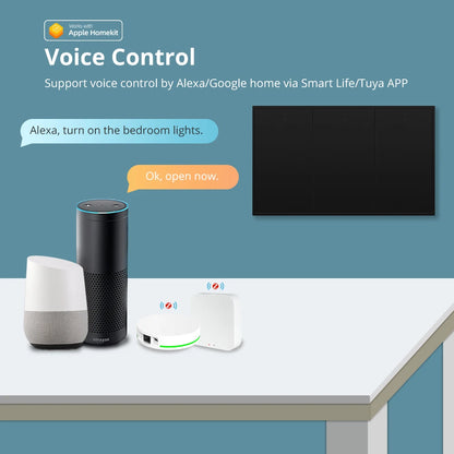 Zemismart Zigbee US AU Wall Light Switch No Neutral 1 2 3 Gangs Black Interruptor Work with Tuya Alexa Google Home Voice