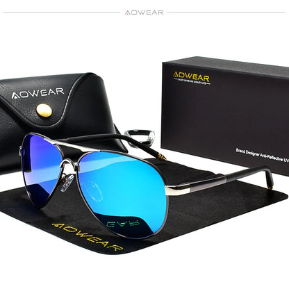 AOWEAR Aviation Polarized Sunglasses Men Driving Mirror Sun Glasses Male Brand Design Classic Pilot Eyewear Oculos Gafas De Sol