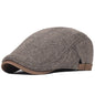 Big Size Newsboy Cap Men Winter Wool Thick Warm Vintage Herringbone Casual Stripe Berets Gatsby Flat Hat Peaked Cap Adjustable
