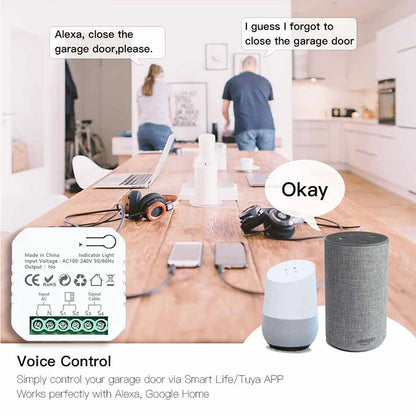 Smart Life ZigBee Garage Door Opener Controller App Remote Control Works with Tuya Alexa Google Home Zigbee2MQTT Gateway Needed