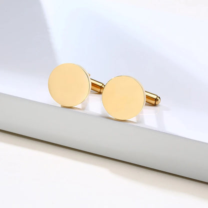 Vnox Customized Engrave Men's Cufflinks Geometric Stainless Steel Metal Cuff Links Personalized Gents Sleeve Nail Gift for Him