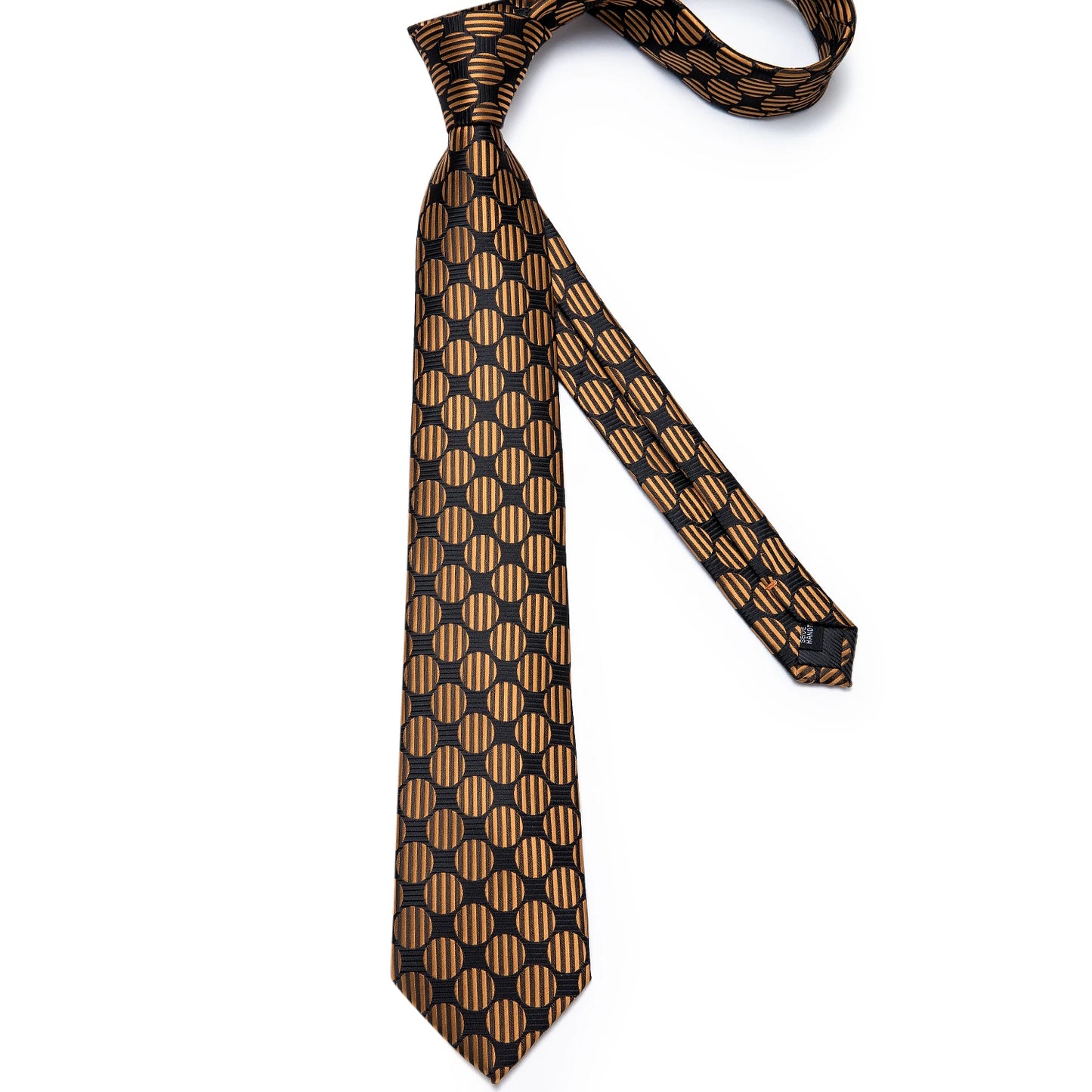 Fashion Men Tie Luxury Gold Black Dot Striped Paisley Silk Wedding Tie For Men DiBanGu Designer Hanky Cufflinks Gift Tie Set