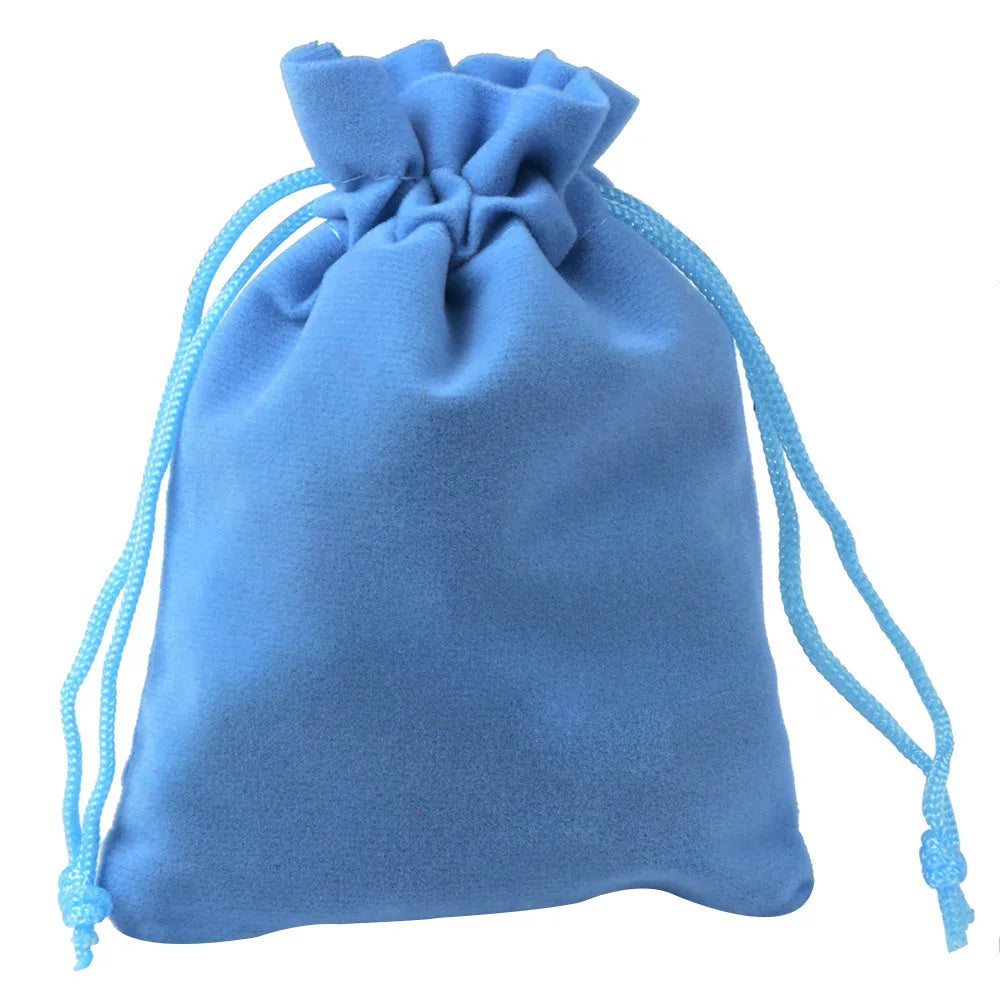 25/50pcs/Lot Golden Color Edge Velvet Jewelry Gift Bag 5x7 7x9 9x12cm Drawstring Wedding Display Sweets Packing Bag Wholesale