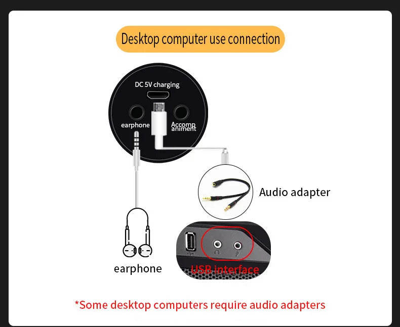 Portable Mini Wireless Condenser Mic Gadget Home Noise Reduction Microphone Integrated Audio Confere for Singing Songs