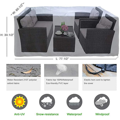75 Sizes  Furniture Waterproof  Cover For Rattan Table Cube Chair Sofa  Rain Garden Patio Protective Cover Black and Silver