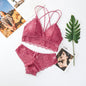 Women Lace Sexy Lingerie Set Push Up Bra Low-Rise Panties Underwear Set Sexy Wireless Bralette Comfort Breathable Brief Set