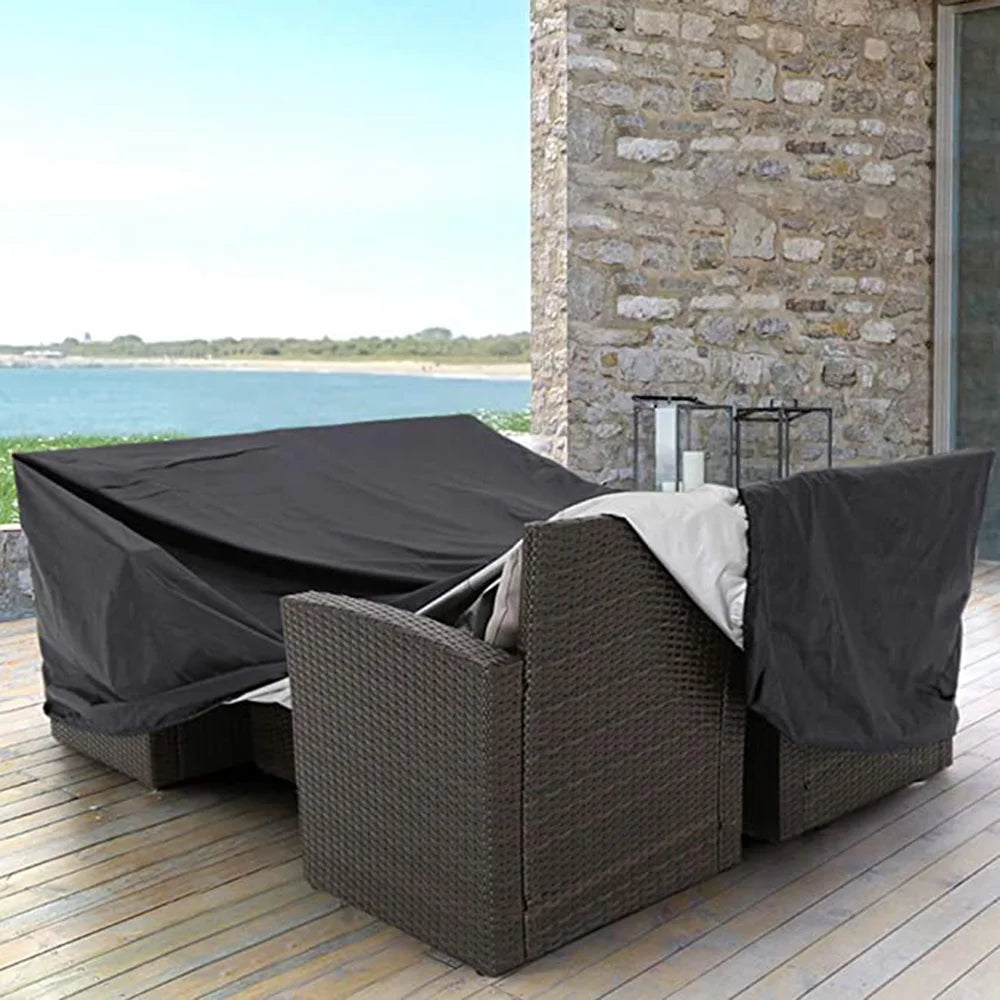 75 Sizes  Furniture Waterproof  Cover For Rattan Table Cube Chair Sofa  Rain Garden Patio Protective Cover Black and Silver