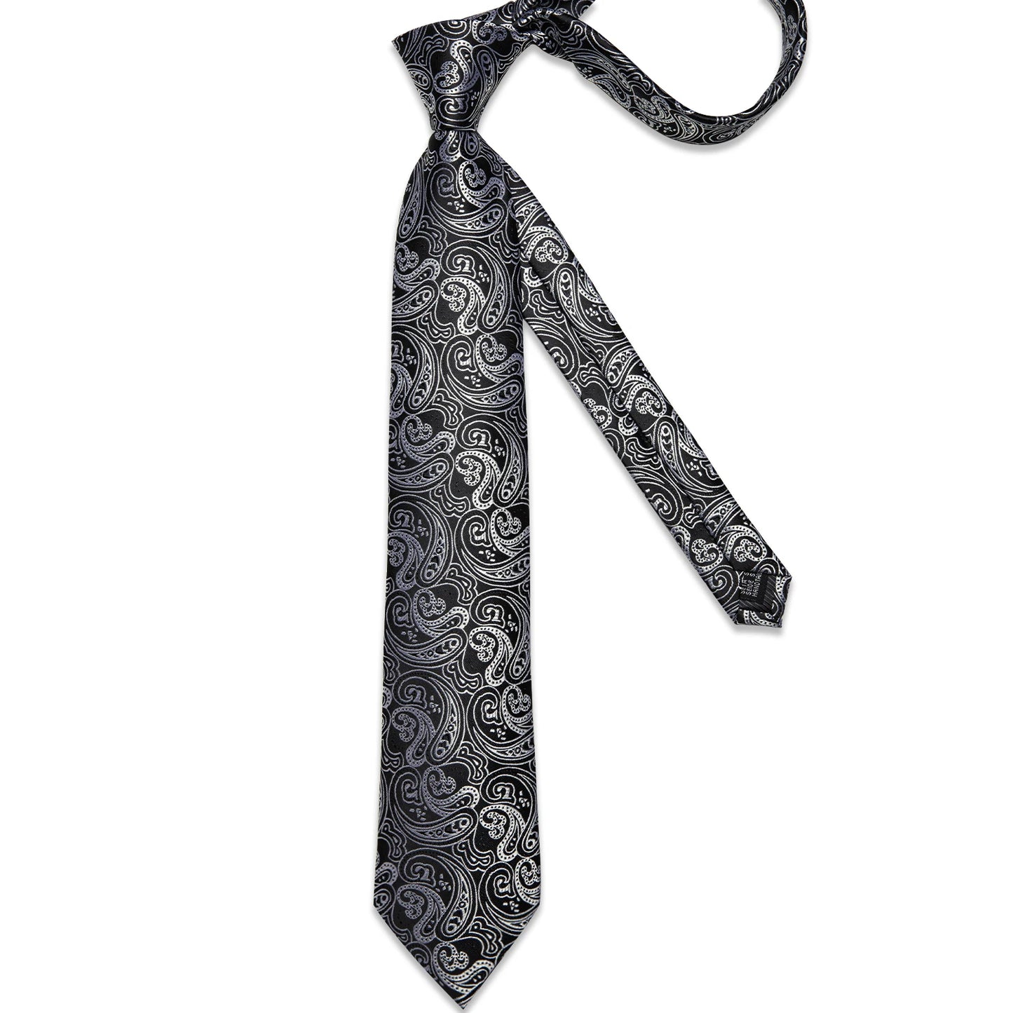 Black And Silver Paisley Floral Men's Ties Gray Blue Pink Wedding Accessories Neck Tie Set Handkerchief Cufflinks Gift For Men