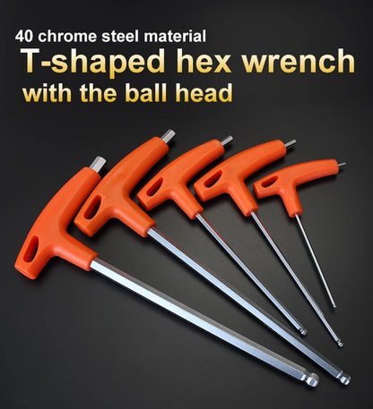 2/2.5/3/4/5/6/8/10mm Flat/Ball Head Hex Key Allen Wrench Hand Tool T-Handle Hex Key Wrench Ball End Allen Hex Key Wrench Spanner