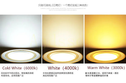 LED Downlight  10PCS Dimmable  220V 3-color dimming LED downlight  5W 7W 9W 12W 15W Recessed in LED Ceiling Downlight Light Lamp