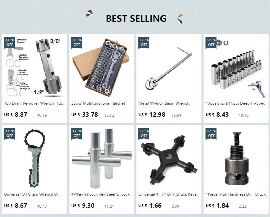 Tub Drain Remover Wrench      Dual Ended     Tool Zinc Alloy  for Bathroom