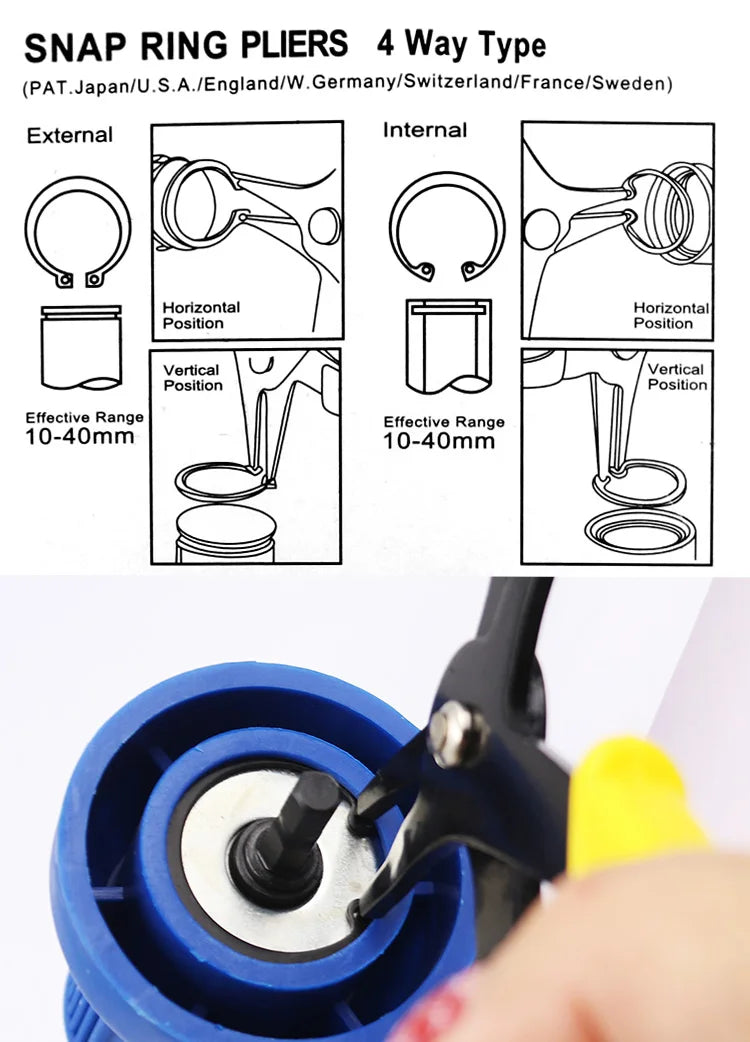 2 in 1 Snap Ring Plier 4 Way Type Circlip Pliers  Multifunctional  Hand Tool