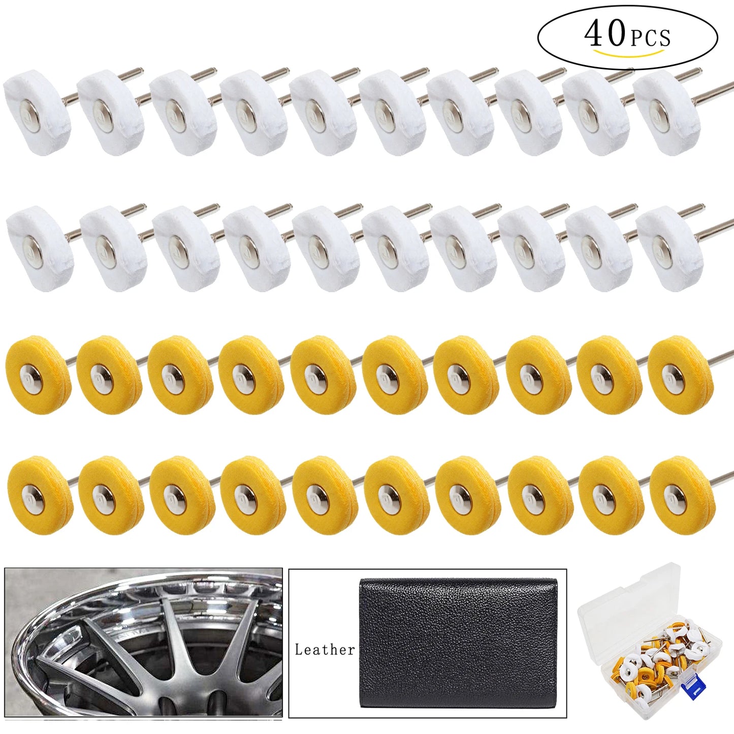 2.35/3mm Shank 40 Pieces Muslin Polishing Buffing Wheel Buffs Set Fits Dremel Rotary Tools